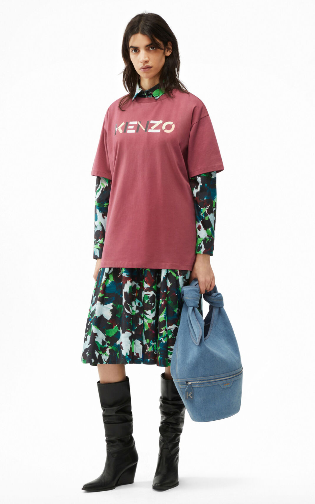 T Shirt Kenzo Femme Logo oversized Noir PBAYJ-4265